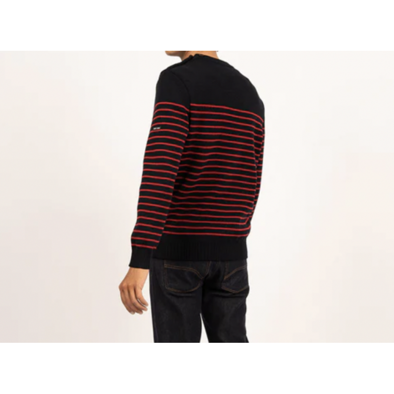 Pull Marin Saint James - 100% Laine - Rayé Crème Et Bleu Marine - Taille S Femme - État Proche Du Neuf