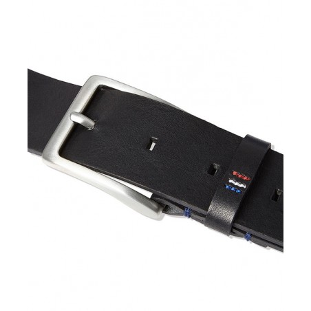 Ceinture Homme Cuir Et Tissu - Bande Rouge - Taille S - Décontractée