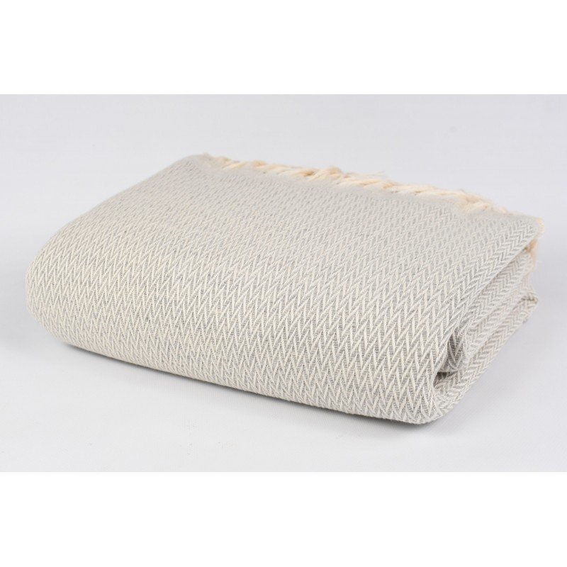 Plaid in natural wool & cotton