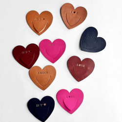 Heart-shaped leather bookmark