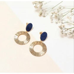 Boucles d'oreilles pierre plate et horizon ajouré