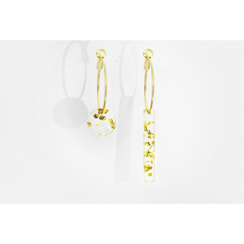 Asymmetrical earrings Plexiglas - Transparent glitter