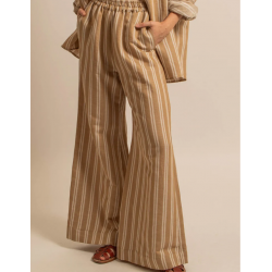 Pantalon Gaia - Rayures naturel camel