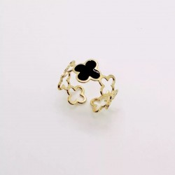 bague trefle noir