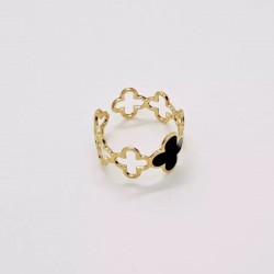 bague trefle noir