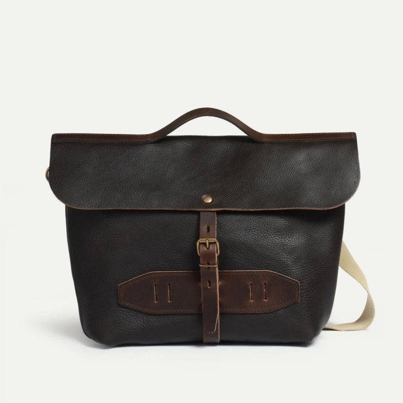 Lazard Brown Leather Postman Bag
