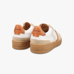 Unisex White and Beige Sneakers