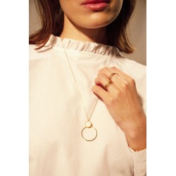Long necklace - White mother-of-pearl and ring