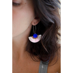 Earrings silver plexiglas- Wood & blue