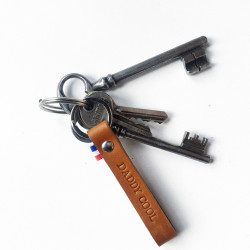 Leather key ring with message - Men