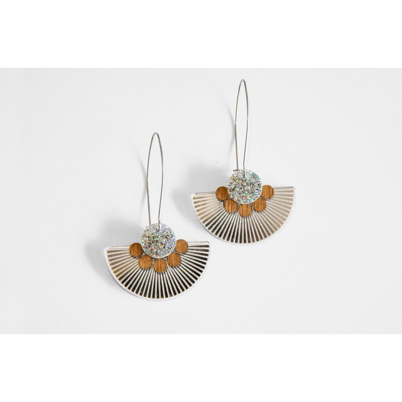 Earrings silver plexiglas - Wood & silver