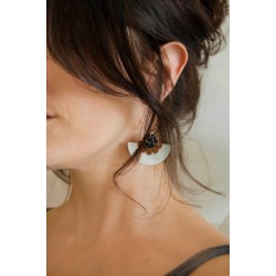 Boucles d'oreilles argent - noir pailleté