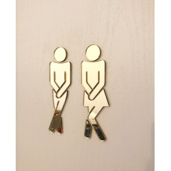 Mr. and Mrs. for the toilet - Gold Plexiglass