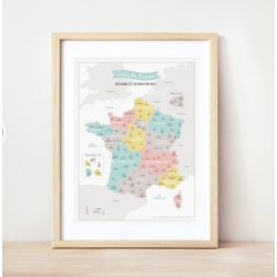 Affiche carte de France - Nouvelles régions