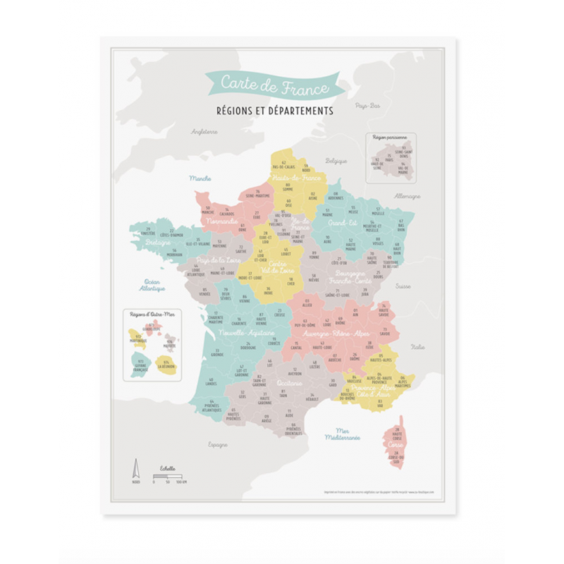 Affiche carte de France - Nouvelles régions