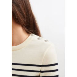 Striped sailor sweater - Ecume/navy