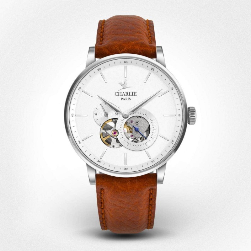Automatic watch Initial - White open heart