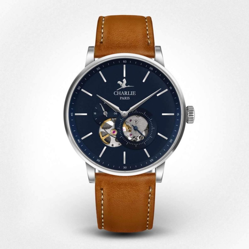 Automatic watch Initial - Blue open heart