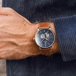 Montre automatique Initial - Coeur ouvert bleue