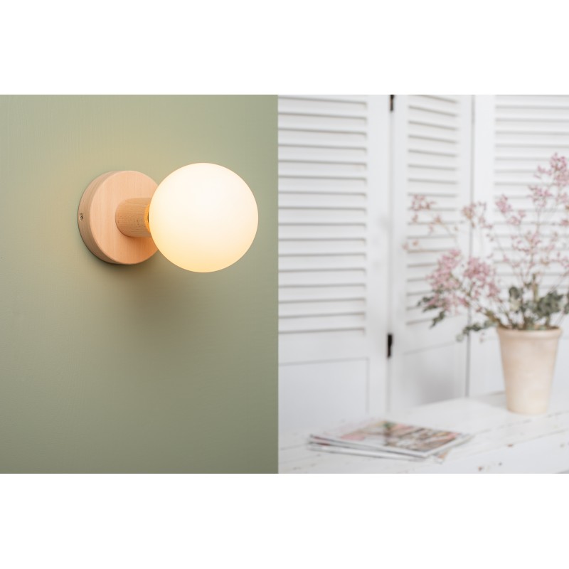 Wooden wall lamp - Porcelain bulb