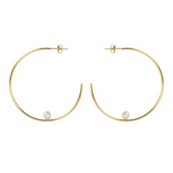 Open hoop earrings with pearl inside