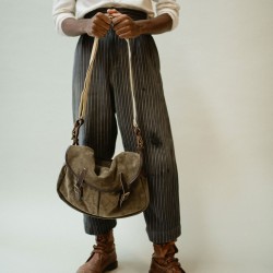 Velvet leather fisherman's musette - 2 sizes