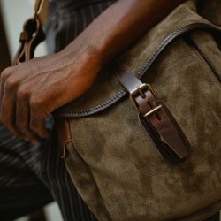 Velvet leather fisherman's musette - 2 sizes