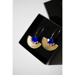 Boucles d'oreilles Plexiglas-bois - Bleu