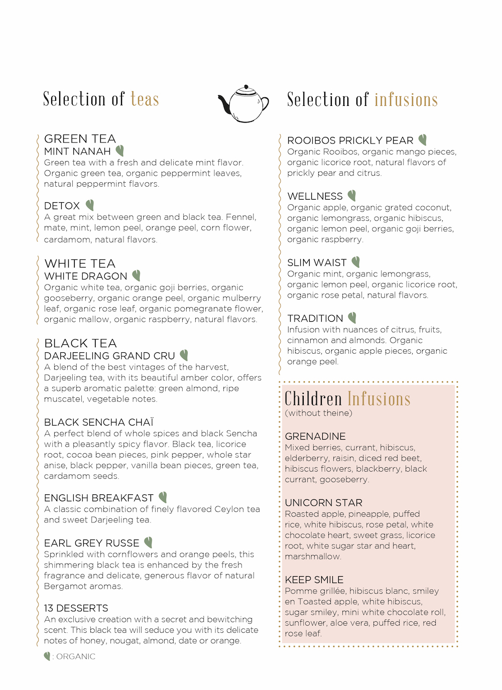 menu salon de thé